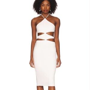 H:ours White Cut Out Halter Dress